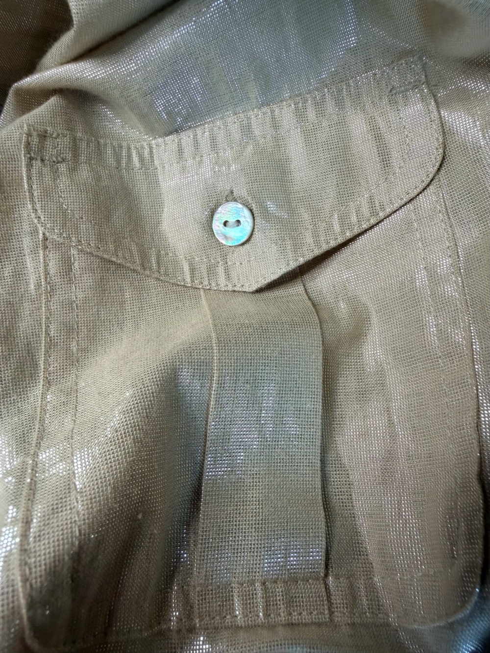 Ruby Rd. Shimmery Champagne Button-Down Blouse - Picture 6 of 11